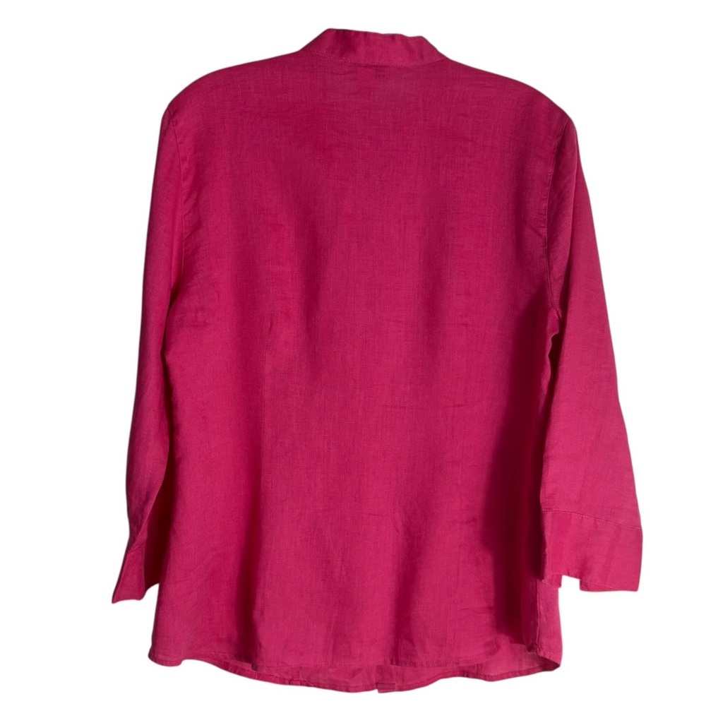 CHARTER CLUB Petites 100% Linen Floral Embroidered Top in Fuchsia Size 12PETITE - Picture 4 of 9